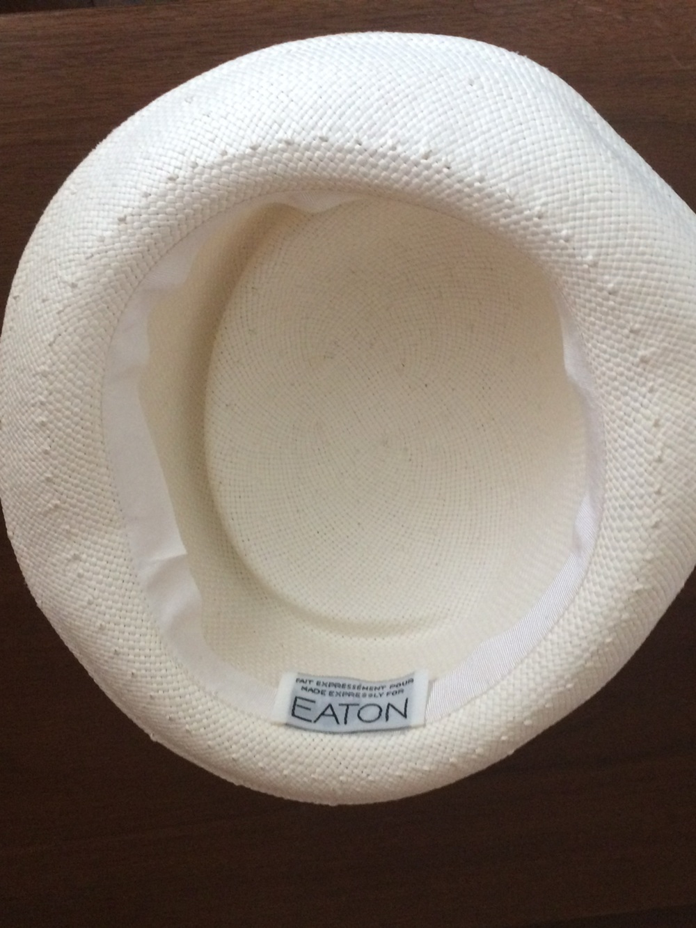 Eaton Cream Straw cloche-style/ Panama Hat with Pink Ribbon trim 21 1/2” - Picture 7 of 9